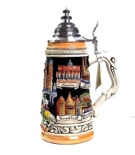 Amazon.co.jp: ZB ドイツ ビアジョッキ500ml ピューター蓋付